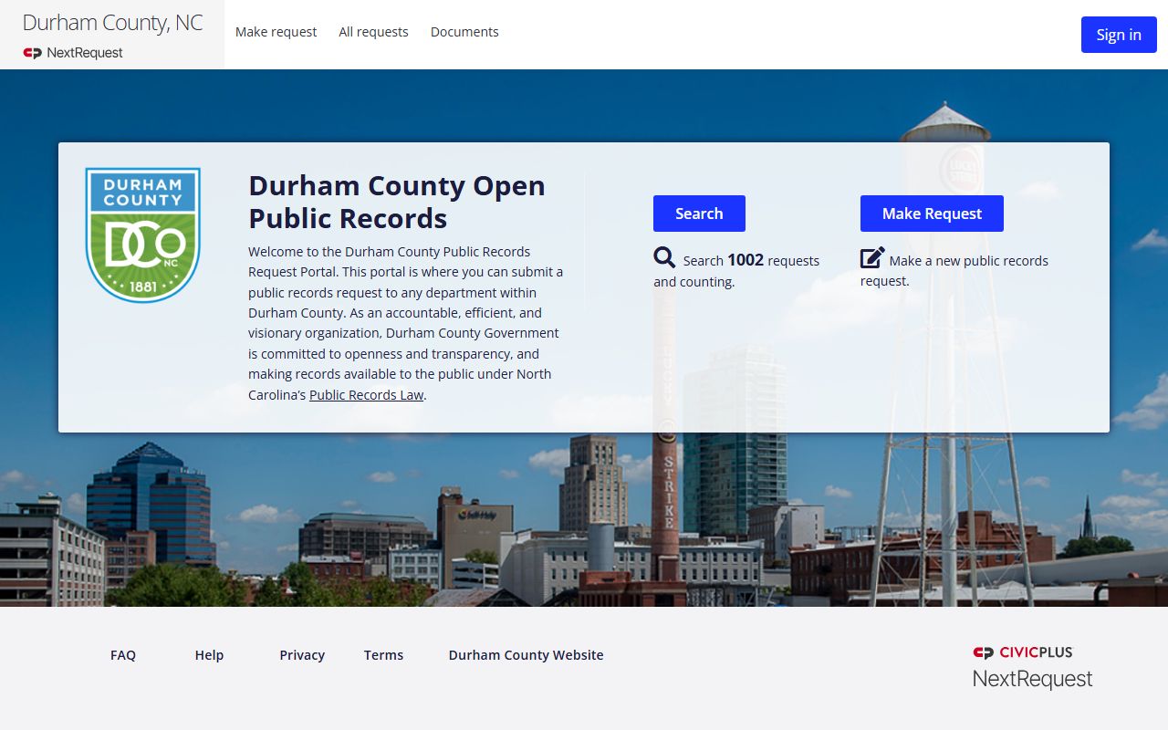 Durham County Clerk of Superior Court NextRequest county records portal