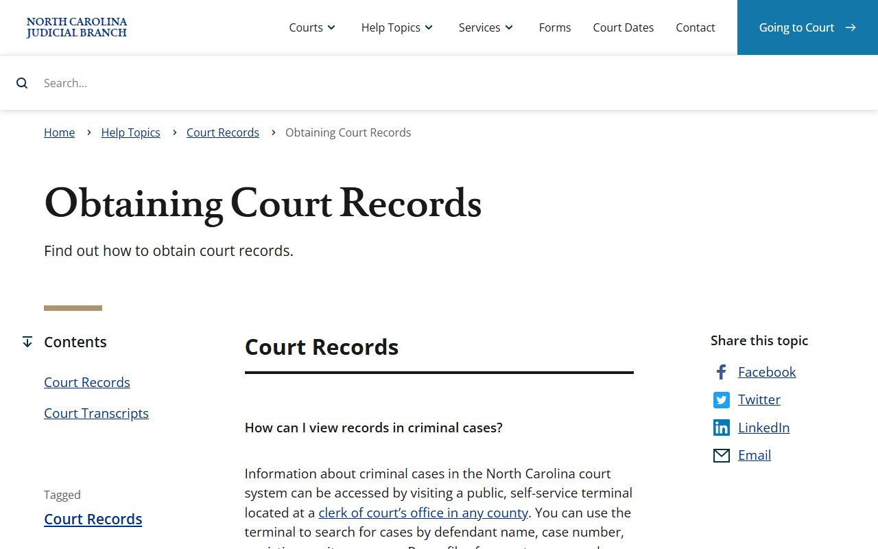 Durham County Clerk of Superior Court records access help topic