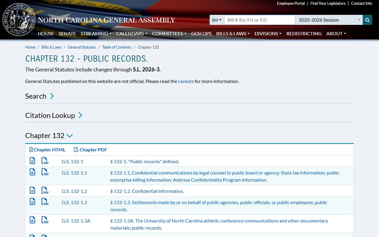 Durham County court records North Carolina public records statute page