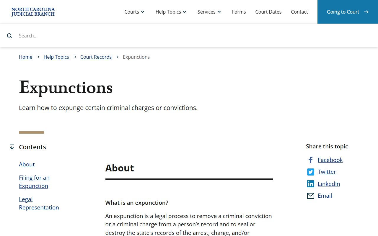Durham County criminal court records expunction help topic