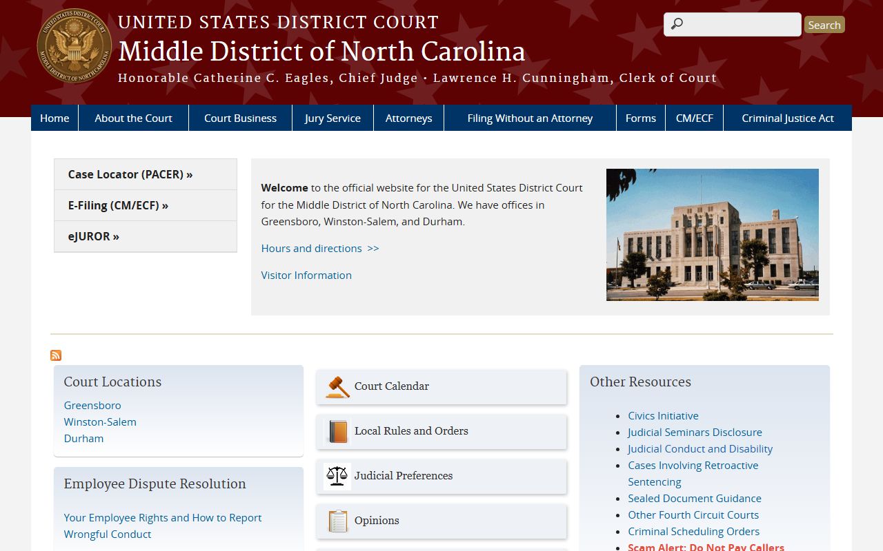 Durham County district court federal Middle District caveat