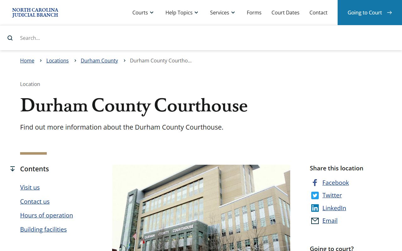 Durham County court records courthouse access page