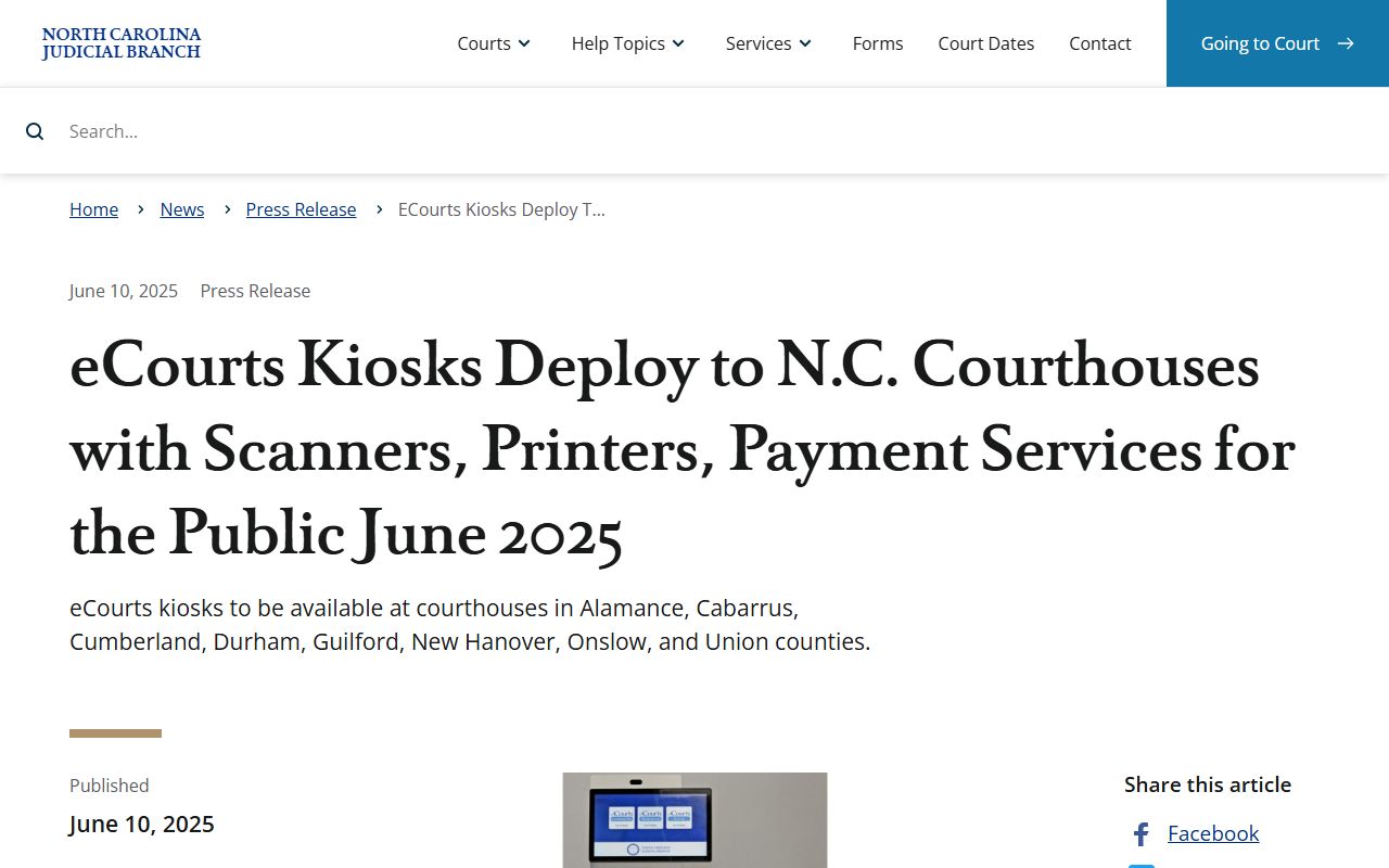Durham County court records eCourts kiosk update