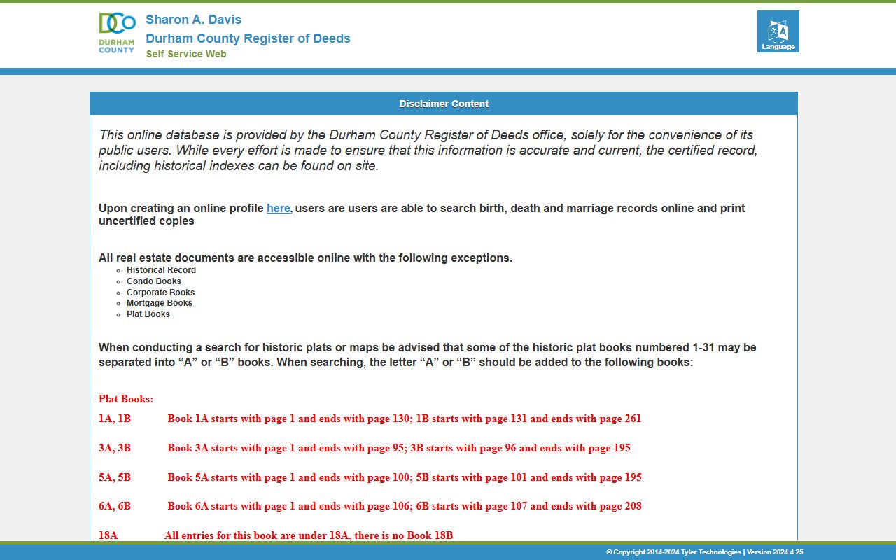 Durham County marriage records Register of Deeds self-service search
