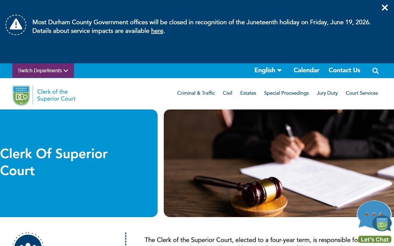 Durham County probate records Clerk of Superior Court probate duties