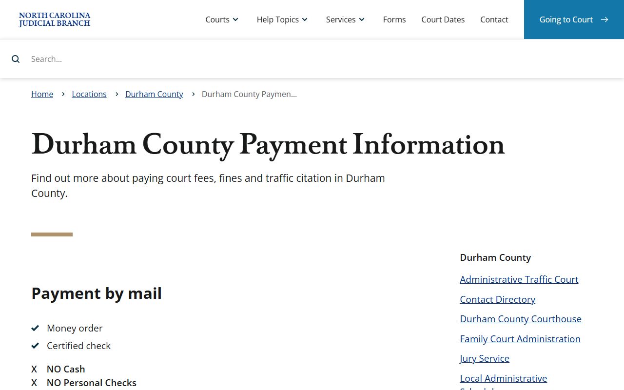 Durham County traffic court records payment information