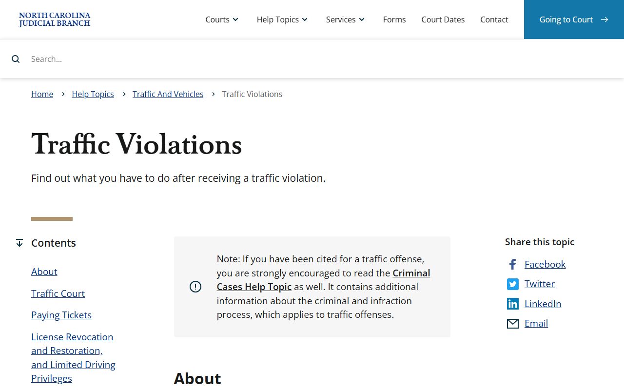 Durham County traffic court records NC traffic violations help topic